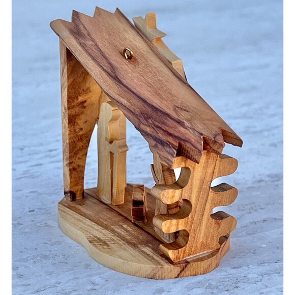 Handcrafted Olive Wood Nativity Scene Baby Jesus Mary Joseph Sheep NOB Gift - Picture 3 of 11